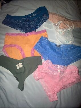 Mixed Lace & Cotton Panty Bundle - Blue, Pink, Orange, Green, White s